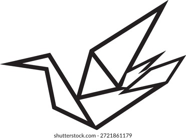 Pájaro de origami con diseño de forma geométrica. Arte de papel, creatividad y concepto de inspiración. Dibujo de arte moderno.