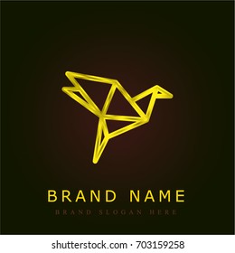 Origami Bird golden metallic logo