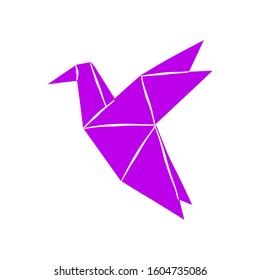 Origami bird. Hand drawn illustration. Cute print design. Art for social media and apparel. Ready-to-print design template. Vector illustration.