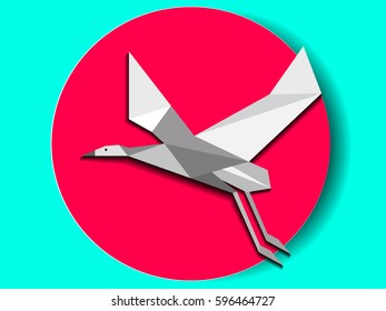 origami bird Heron.The Japanese art of paper