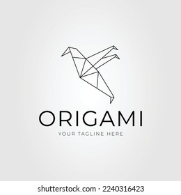 origami bird or hummingbird line logo vector illustration design