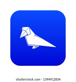 Origami bird icon blue vector isolated on white background