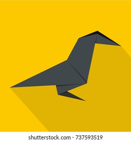 Origami bird icon. Flat illustration of origami bird vector icon for web