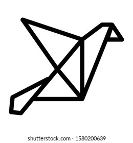 origami bird icon outline vector design