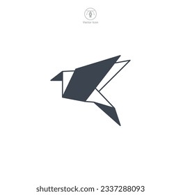 símbolo de icono de pájaro origami ilustración vector aislada en fondo blanco