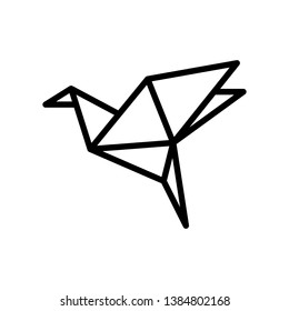 Origami bird line icon vector