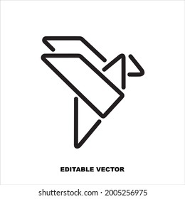 Origami Bird line logo design. Symbol, logo illustration. Pixel perfect vector graphics.