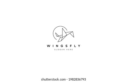 Origami Bird Logo Abstract Design Template . Flying Bird Logo Origami abstract design