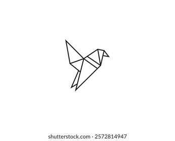 Origami Bird Logo Design - Elegant Bird Line Drawing, Simple Flying Bird Vector Icon, Modern Minimalist Logo for Branding, Web Design, Creative Business Identity, Custom Logo Design, Digital Art.