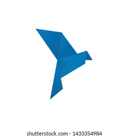 Origami bird logo design vector template