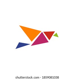 Origami bird logo icon design vector template