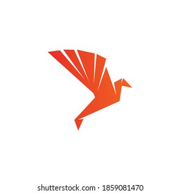Origami bird logo icon design vector template