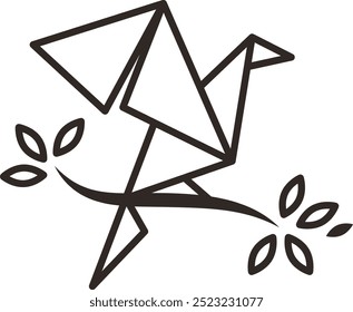 origami bird logo icon vector