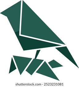 vetor de ícone de logotipo de pássaro origami