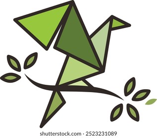 origami bird logo icon vector