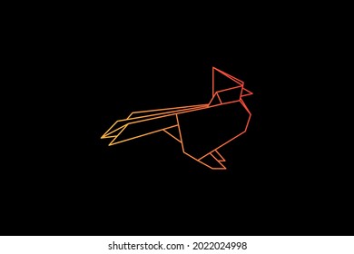 origami bird logo illustration vector, simple geometric bird logo mascot icon