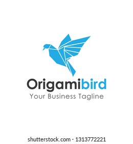 Origami bird logo template