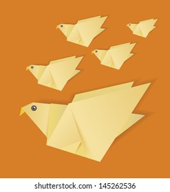 origami bird on isolated background