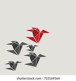 Origami bird on a white background.