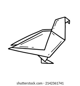 Origami bird pigeon in a simple doodle style. Vector illustration isolated on a white background.