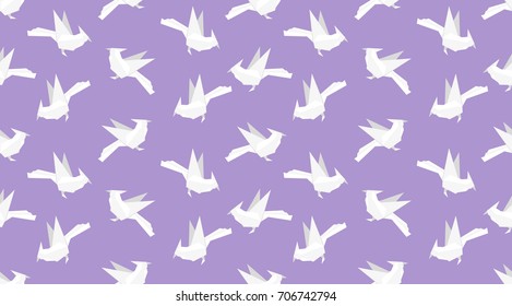 Origami bird seamless pattern. Japanese vector ornament. Endless texture can be used for wallpaper, web page background, surface, textile print..