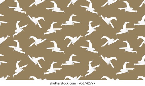Origami bird seamless pattern. Japanese vector ornament. Endless texture can be used for wallpaper, web page background, surface, textile print..