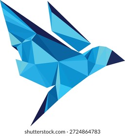 A origami bird shape in blue