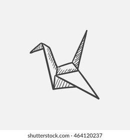 Origami bird sketch icon for web, mobile and infographics. Hand drawn vector isolated icon.