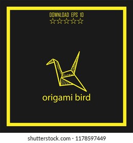 origami bird sketch vector icon