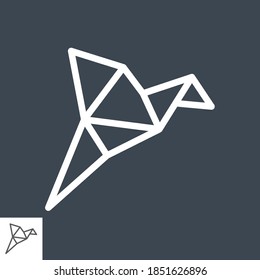 Origami Bird Thin Line Vector Icon. Flat icon isolated on the black background. Editable EPS file. Vector illustration.