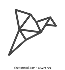 Origami Bird Thin Line Vector Icon. Flat icon isolated on the white background. Editable EPS file. Vector illustration.