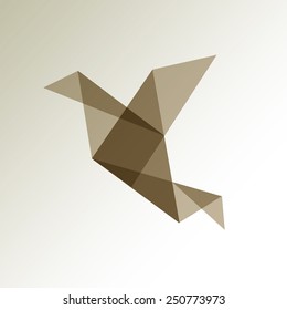 Origami bird transparent brown vector
