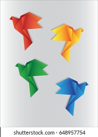 origami bird vector 