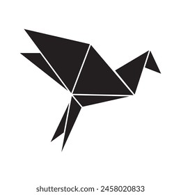 Origami bird vector icon.vector flat black trendy style illustration for web and app..eps