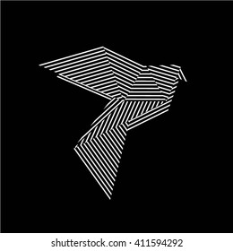 Origami Bird Vector illustration on black background/ Origami Pigeon Vector illustration on black background