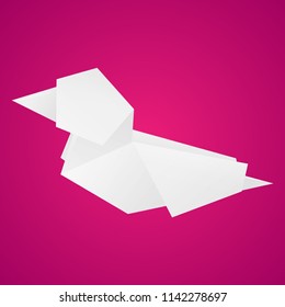 Origami bird. Vector illustration of paper duckling.