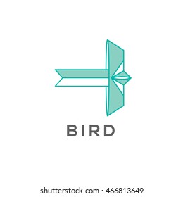 Origami bird vector logo template