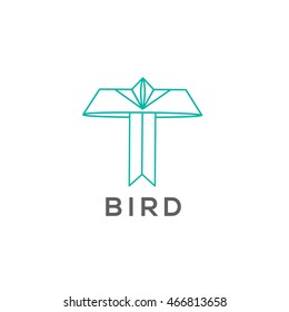 Origami bird vector logo template