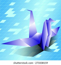 Origami bird vectors background blue sky