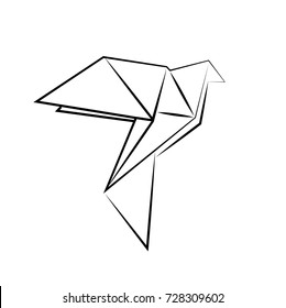 Origami bird with white background