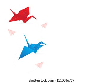 Origami birds background. Vector illustration isolated on white background