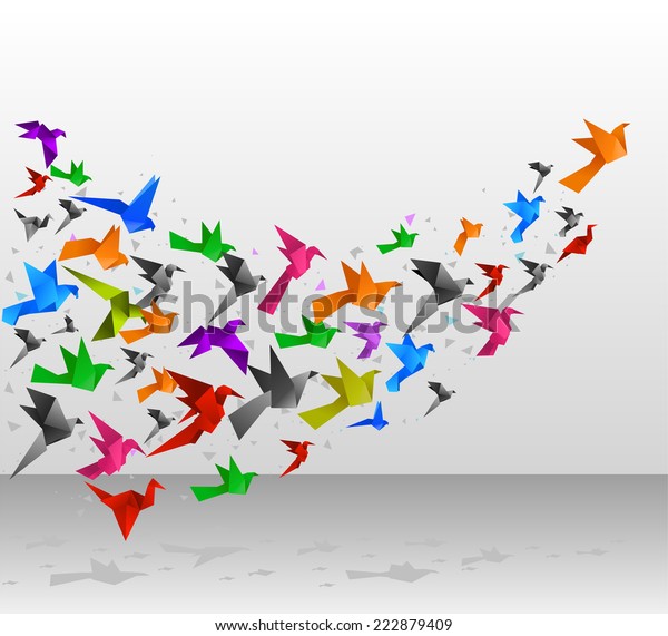折り紙の鳥が上に飛ぶベクターイラスト のベクター画像素材 ロイヤリティフリー