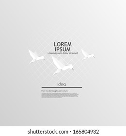 Origami birds flying. Vector Background Design