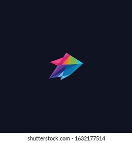 Origami birds or fox . Vector seamless pattern with origami paper . Polygonal seamless pattern 
