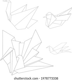 origami birds: for logo, icons, badges