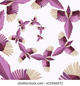 Origami birds. Low polly vector illustration