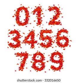 Origami birds. Numbers set.