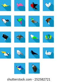 Origami birds set