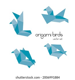 Origami birds vector set. Swallows paper cut style. Paper flying birds. Bird trending logo design element. Paper seagulls collection. Origami bird web icons