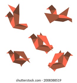 Origami birds vector set. Swallows paper cut style. Paper flying birds. Bird trending logo design element. Paper seagulls collection. Origami bird web icons